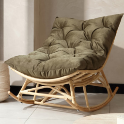 Desser Papasan Olive and Natural Rattan Rocker Chair - thumbnail 1