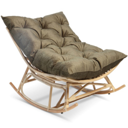 Desser Papasan Olive and Natural Rattan Rocker Chair - thumbnail 2