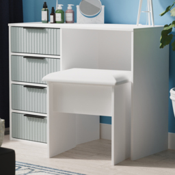 Crowndale Fluted 4 Drawer Duck and White Matt Vanity Dressing Table Ready Assembled - thumbnail 1