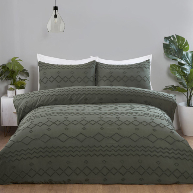 Charcoal King Size Adah Tufted Geo Duvet Set - image 1