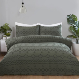 Charcoal King Size Adah Tufted Geo Duvet Set - thumbnail 1