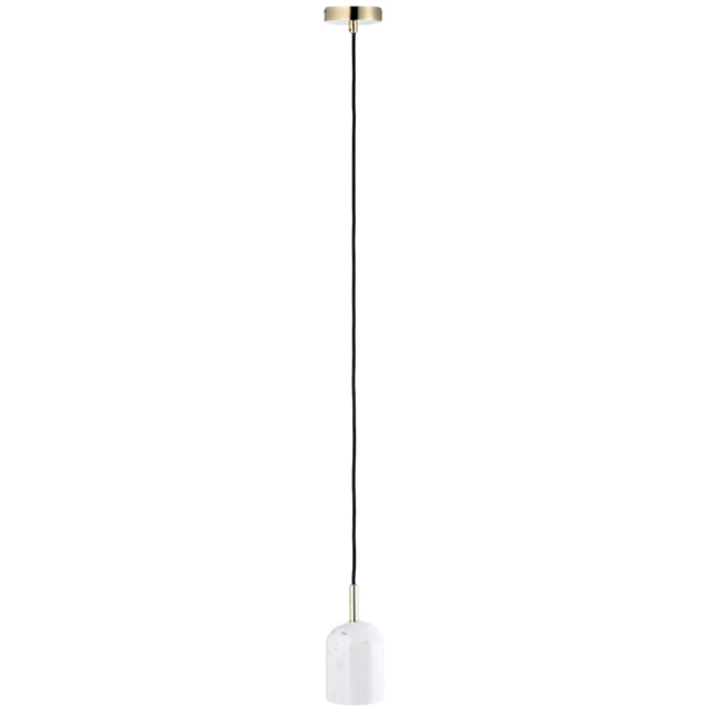 Happy Homewares Scandinavian Style White Marble Black Fabric Cable Pendant Lamp - image 1