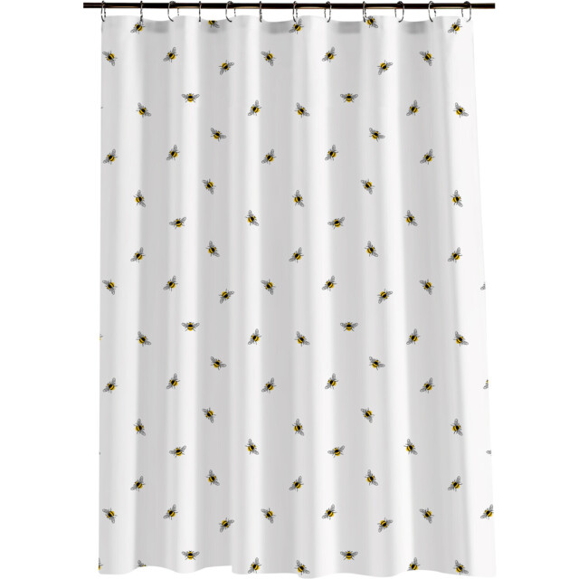 Honey Bees Shower Curtain White 180 x 180cm