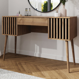 GFW Rowan Oak 2 Door Single Drawer Slatted Desk