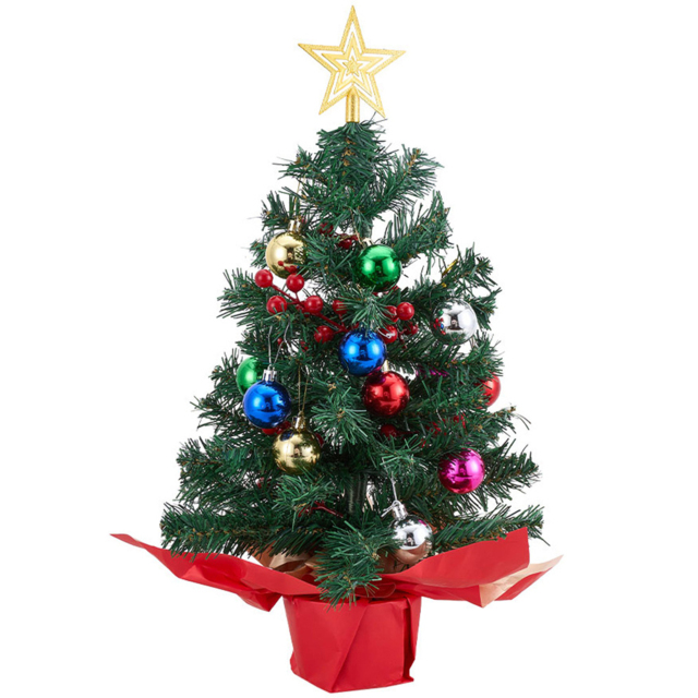 Living and Home Mini Artificial Christmas Tree with LED String Light and Star Topper 57cm - image 1