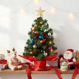 Living and Home Mini Artificial Christmas Tree with LED String Light and Star Topper 57cm - thumbnail 2