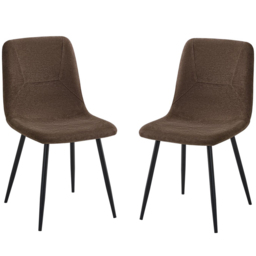 FWStyle Nova Esme 2 Seater Sintered Stone Square Dining Set Cream and Dark Brown - thumbnail 2