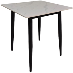FWStyle Nova Esme 2 Seater Sintered Stone Square Dining Set Cream and Dark Brown - thumbnail 4