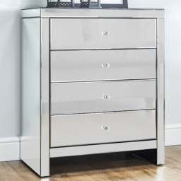 Comfy Living 4 Drawer Mirrored Chest of Drawers - thumbnail 1