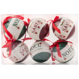Santa's Chalet Red and Green Christmas Bauble 6 Pack - thumbnail 1