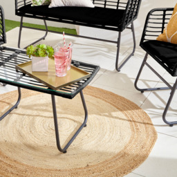Neo 4 Seater Black Bamboo Style Garden Sofa Set - thumbnail 2