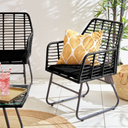 Neo 4 Seater Black Bamboo Style Garden Sofa Set - thumbnail 3
