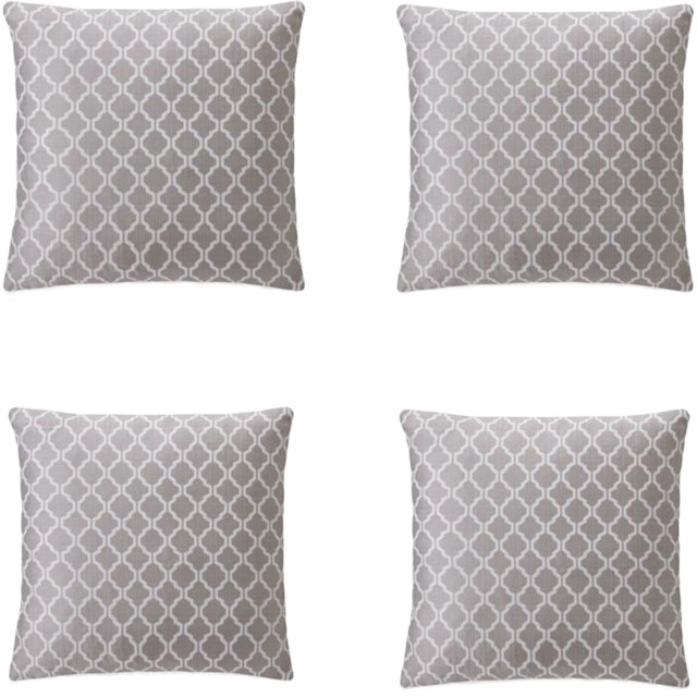 Alan Symonds Jacquard Weave Latte Geometric Cushion with Polyester Filled Pad 45 x 45cm 4 Pack