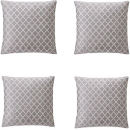 Alan Symonds Jacquard Weave Latte Geometric Cushion with Polyester Filled Pad 45 x 45cm 4 Pack