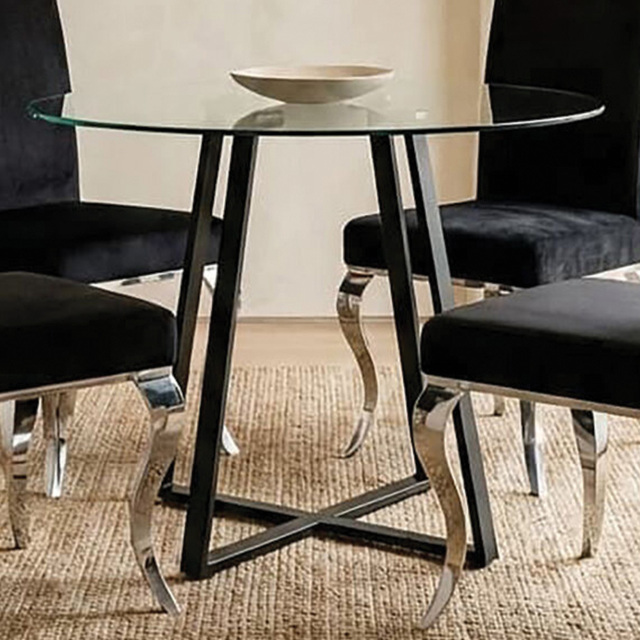 Premier Housewares Metropolitan Matte Black Lattice Round Dining Table