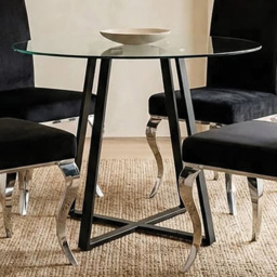 Premier Housewares Metropolitan Matte Black Lattice Round Dining Table