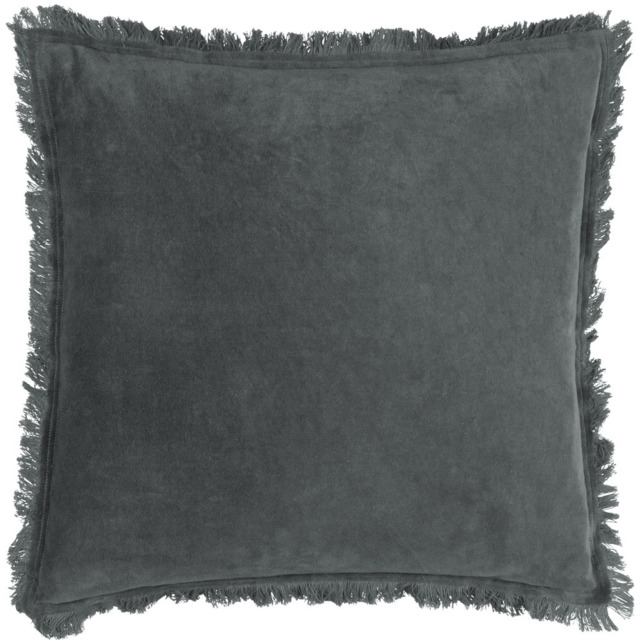 Yard Jaye Slate Velvet Fringed Cushion - image 1