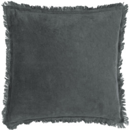 Yard Jaye Slate Velvet Fringed Cushion