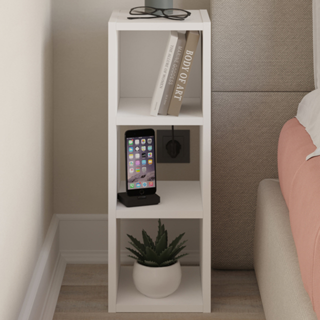 Decortie Combayn 3 Shelf White Low Bookcase - image 1