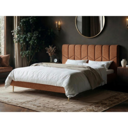 SOLACE+CO Isabela Double Light Orange Chenille Ottoman Bed with Panel Headboard - thumbnail 2