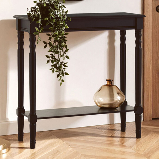 Premier Housewares Black Single Shelf Pine Wood Console Table - image 1