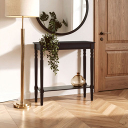 Premier Housewares Black Single Shelf Pine Wood Console Table - thumbnail 4