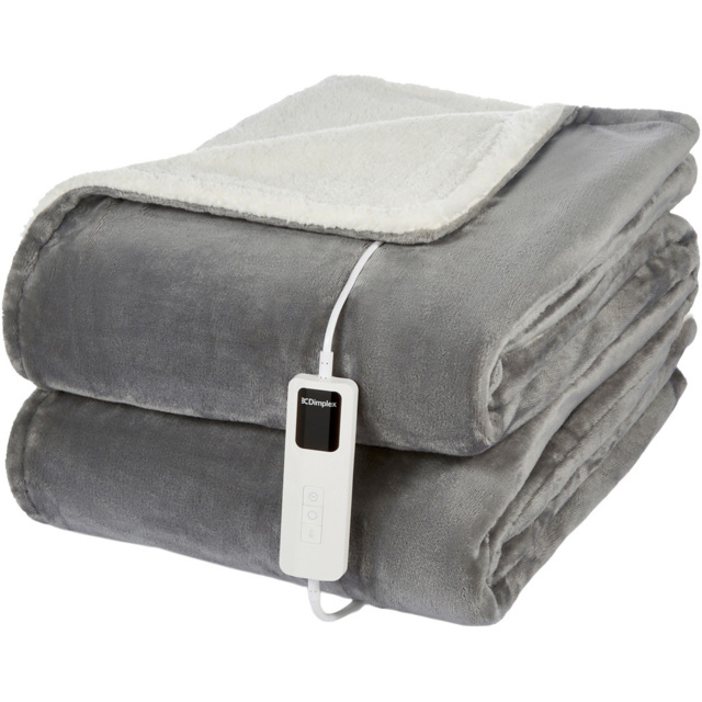 Dimplex Super Cosy Sherpa Fleece Grey and White Heated Throw 130 x 180cm - image 1