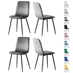 Lexi Grey Velvet Fabric Dining Chairs Set of 4 - thumbnail 2