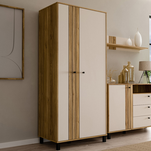 Florence Grafton 2 Door Cream and Oak Wardrobe - image 1