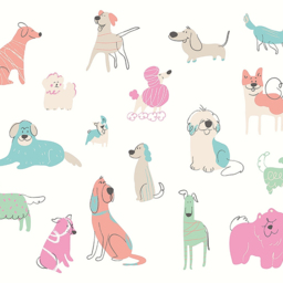 Origin Murals Happy Dogs Pink Wall Mural - thumbnail 2