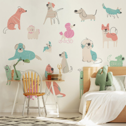 Origin Murals Happy Dogs Pink Wall Mural