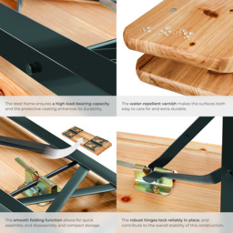 tectake Sissi Foldable Picnic Table and Bench Set - thumbnail 3