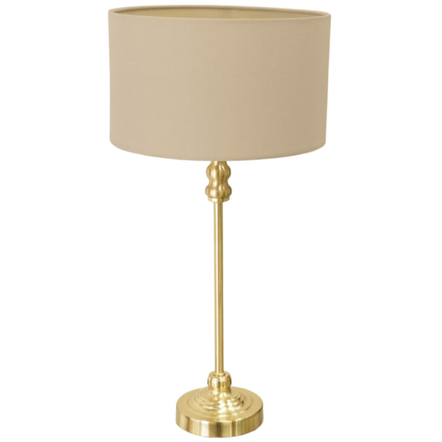 ValueLights Maggie Cream and Gold Drum Shade Candlestick LED Table Lamp - image 1