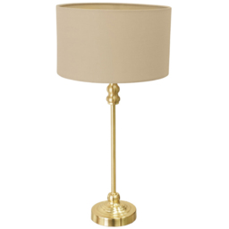 ValueLights Maggie Cream and Gold Drum Shade Candlestick LED Table Lamp - thumbnail 1