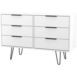 Crowndale Hong Kong 6 Drawer Matt White Wide Chest of Drawers Ready Assembled - thumbnail 2