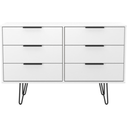Crowndale Hong Kong 6 Drawer Matt White Wide Chest of Drawers Ready Assembled - thumbnail 3