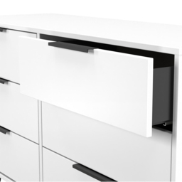 Crowndale Hong Kong 6 Drawer Matt White Wide Chest of Drawers Ready Assembled - thumbnail 4