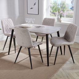 Core Products Aspen 4 Seater Dining Set Grey Oak and Natural