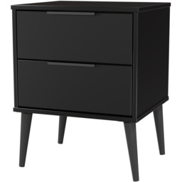 Crowndale Hong Kong 2 Drawer Matt Black Compact Bedside Cabinet Ready Assembled - thumbnail 3