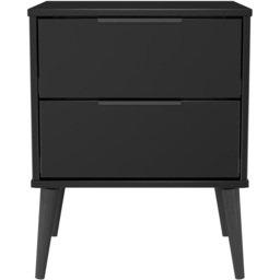 Crowndale Hong Kong 2 Drawer Matt Black Compact Bedside Cabinet Ready Assembled - thumbnail 2