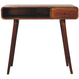 Artisan Furniture Chestnut Brown Single Drawer Solid Wood Curved Writing Desk - thumbnail 2