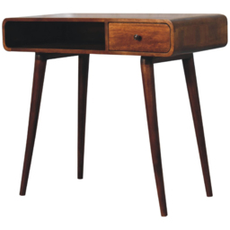 Artisan Furniture Chestnut Brown Single Drawer Solid Wood Curved Writing Desk - thumbnail 4