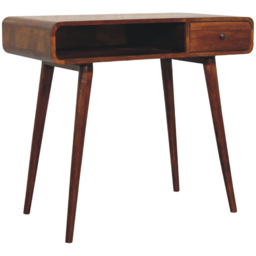 Artisan Furniture Chestnut Brown Single Drawer Solid Wood Curved Writing Desk - thumbnail 3
