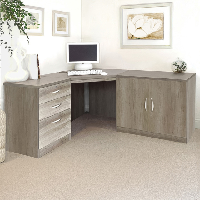 R White Cabinets Set 13 2 Door 3 Drawer Grey Computer Desk - image 1