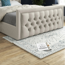 Rovigo Small Single Silver Soft Velvet Upholstered Bed Frame with Deep Buttoned Headboard - thumbnail 4