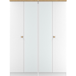 Crowndale Warwick 4 Door White Ash and Modern Oak Mirror Wardrobe Ready Assembled - thumbnail 2
