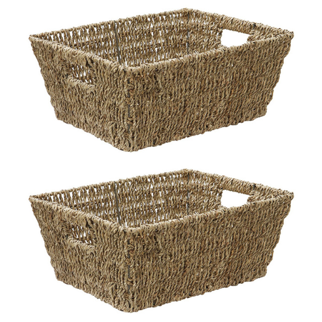 JVL Seagrass Rectangular Storage Basket 2 Pack - image 1