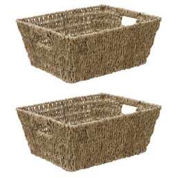 JVL Seagrass Rectangular Storage Basket 2 Pack - thumbnail 1