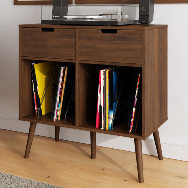 GFW Jaxon Warm Walnut 2 Drawer 2 Shelf Turn Table Cabinet - image 1