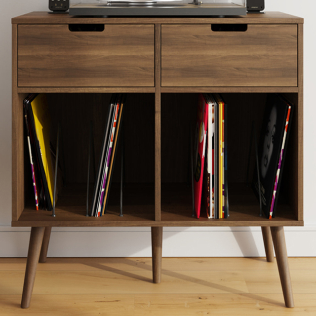 GFW Jaxon Warm Walnut 2 Drawer 2 Shelf Turn Table Cabinet - image 1